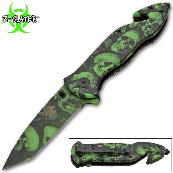 8.5 Inch Trigger Assisted Undead Slayer Knife - Green Z-652-SK-GR