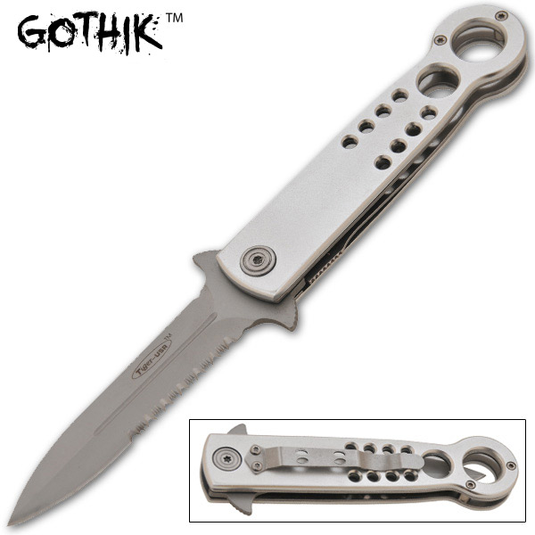 8 Inch Gothik Trigger Assisted Knife - All Silver RX-30-SL