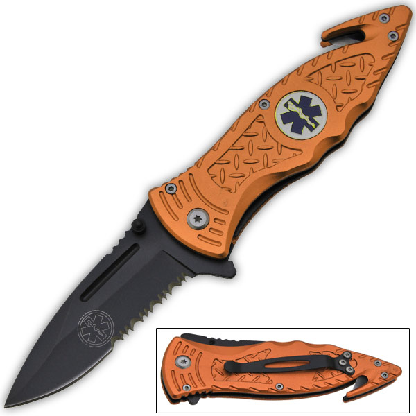 8 Inch Tactical Trigger Assisted Folding Knife - Orange K-45-OR