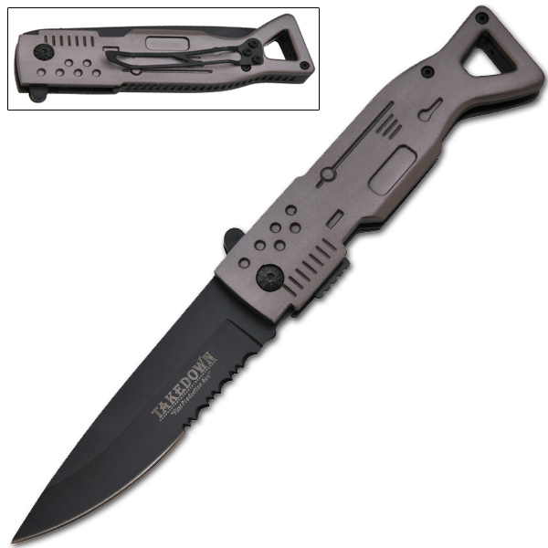 8 Inch Takedown Tactical Gun Folding Knife - Gray K-193