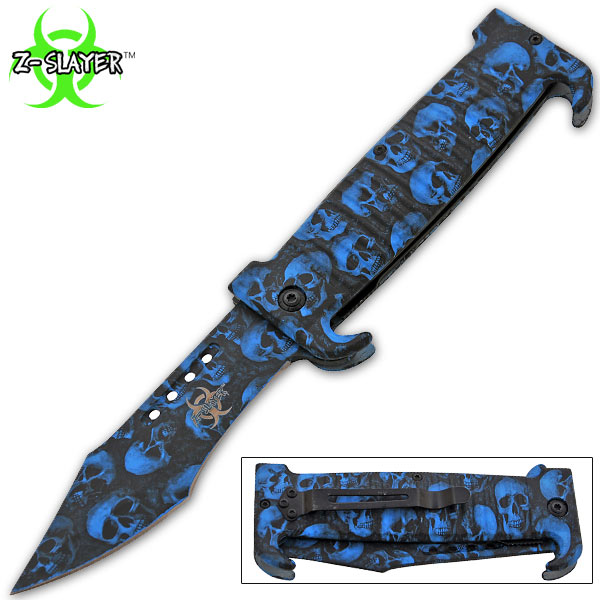 9 Inch Assisted Z-Slayer Death Curve Knife - Blue TF-799-BL