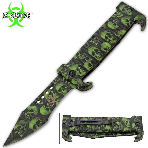 9 Inch Assisted Z-Slayer Death Curve Knife - Green  TF-799-GR