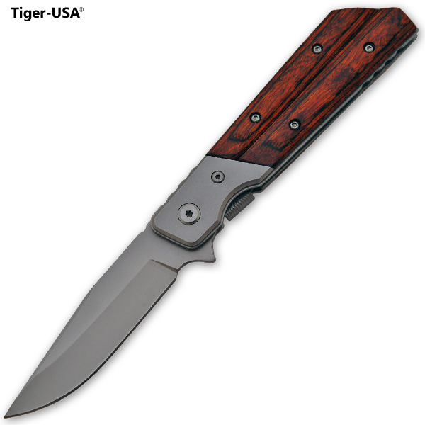 9 Inch "Devilish" Folding Knife - Action Packed - Wood P-920-WD