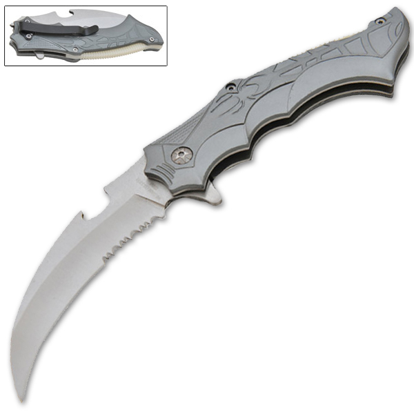 9 Inch Trigger Assisted "Widows Claw" Knife (Grey) PA-0186-GY