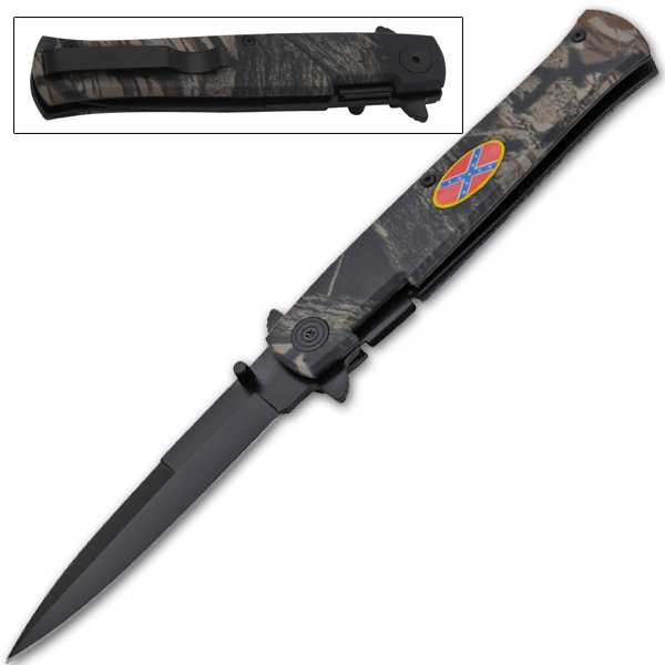 9" Rebel A.O. Knife W/Clip- Forest Camo (South Will Rise Again)-1 L-RB-96-CM