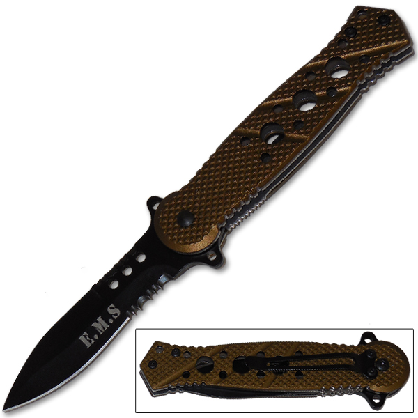 Dagger Style Trigger Assisted Knife - Brown Steel CLD03OR