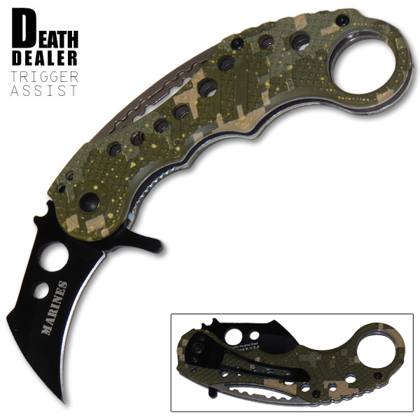 Death Dealer Trigger Assisted Knife - Camo [Marines] CLD01BR