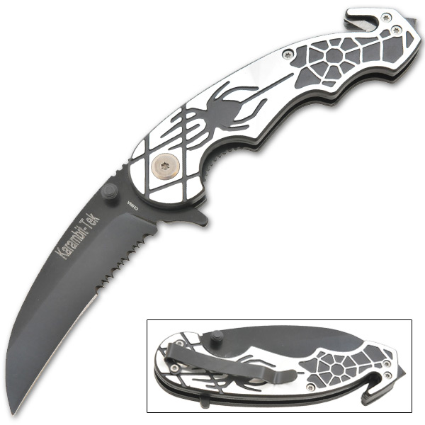 Karambit-Tek - Spider Web Knife - Trigger Assisted - Silver K-269