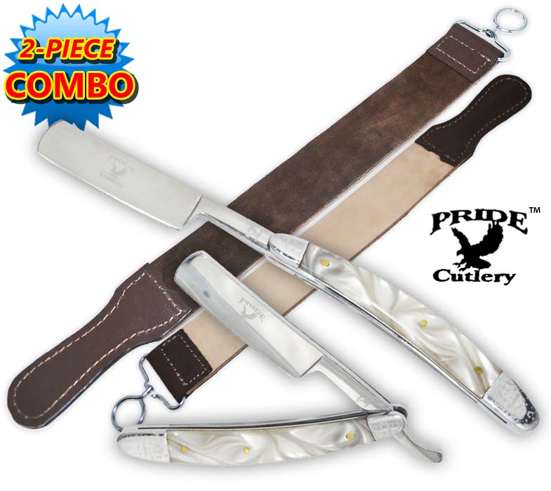 Pride Cutlery Straight Razor & Leather Strop (2-Piece Set) P-207-LS2