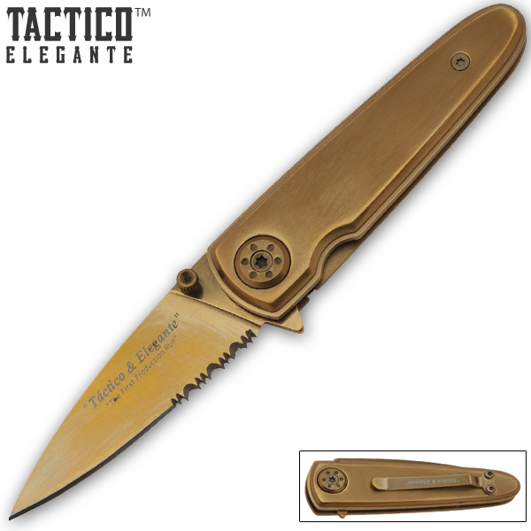 Tactico & Elegante - Spring Assisted Knife - Gold MB-092-GT