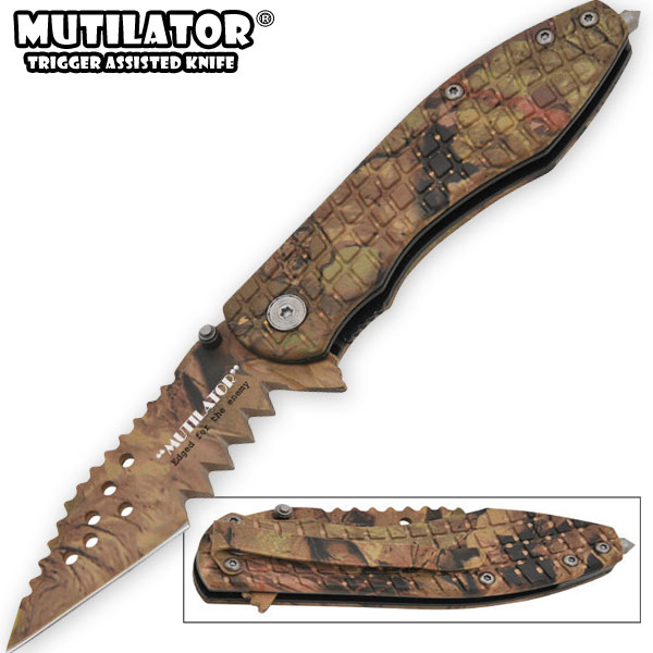 The Mutilator - Trigger Assisted Knife - Leaf Camo SX-2010