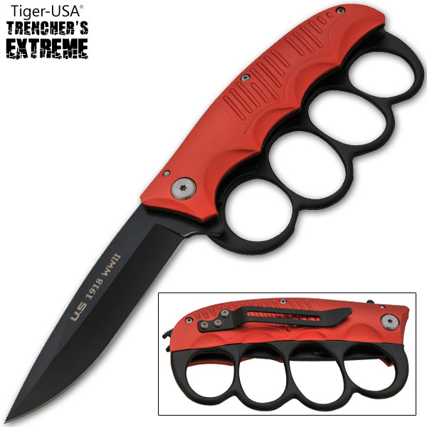Trencher's Extreme Trigger Assisted Folder - Red Drop Point B-160-RD