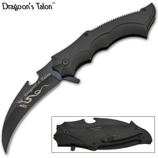 Trigger Assisted Dragoon Talon Knife - Black DT-1-BK