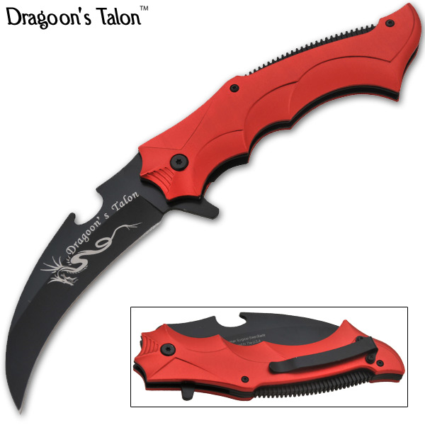 Trigger Assisted Dragoon Talon Knife - Dragon's Blood Red DT-1-RD