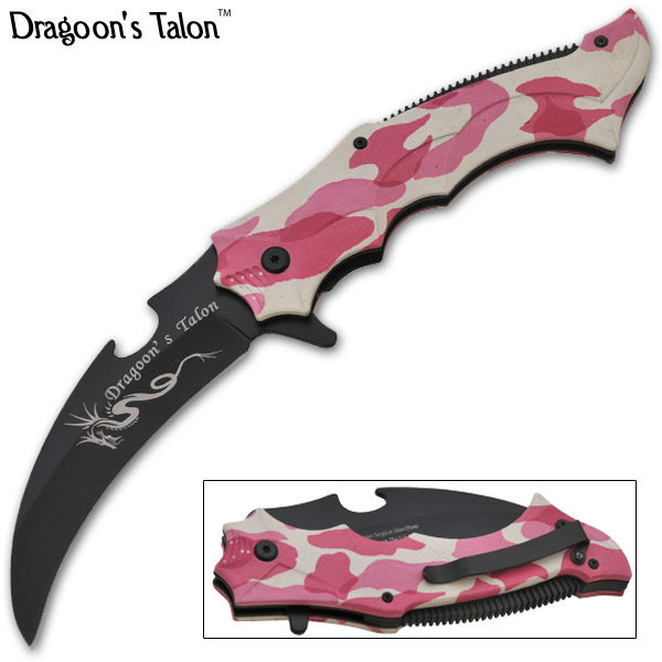 Trigger Assisted Dragoon Talon Knife - Pink Camo DT-1-PCA