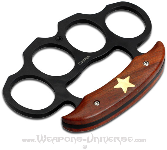 Standard Brass Knuckle, Black Oxidized, Wood Insert