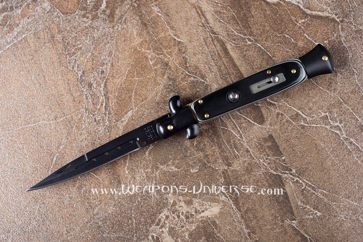 Switchblade Stiletto Automatic Knife, Black Whitewall
