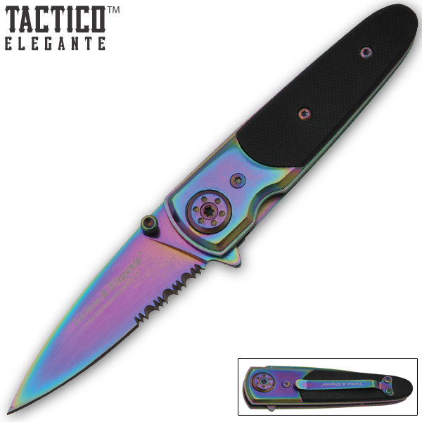 Tactico & Elegante - Spring Assisted Knife, Rainbow w/ G-10