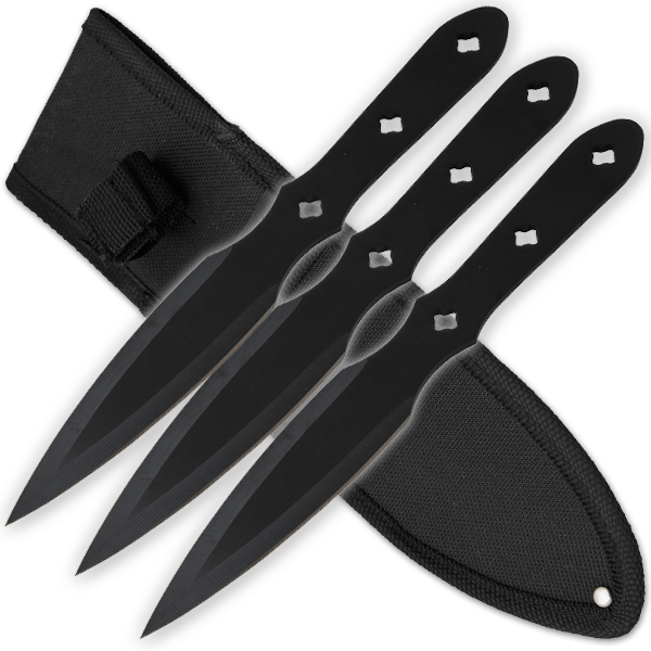 3 PCS 9 Inch Tiger Throwing Knives W/ Case - Black-1 TK-31