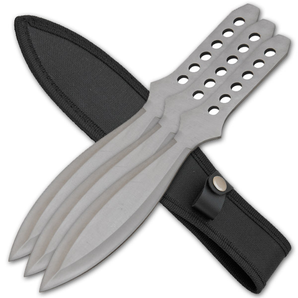 3 Piece Throwing knife set w/ Round blades -Silver Z-1011-SL