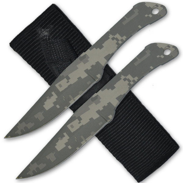 Tiger Thrower - Throwing Knives - Camo - Set of 2 - 6 Inch - Comes with Sheath PA0195-S2-CM1