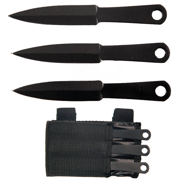 4.5 Inch 3 Piece Thowing Knife Set - All Black TK-6185-BK