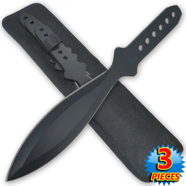 9 Inch 4.2 Oz Black "Tiger Thrower" Throwing Knives (Set of 3) TK-40-9-3-BK