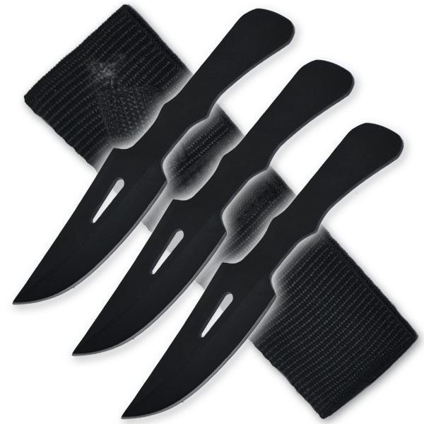 THREE 6 Inch Tiger Throwing Knives - Black PA0194-S3-BK