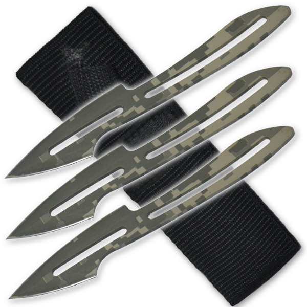 THREE 6 Inch Tiger Throwing Knives - Camo 2 PA0198-S3-CM1