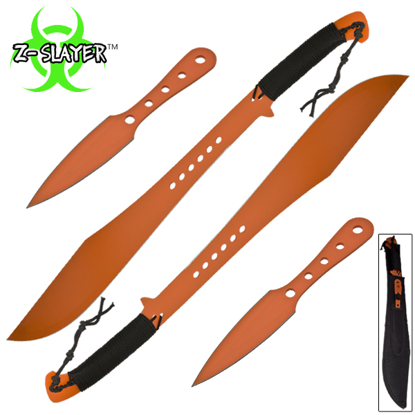 Z-Slayer Dual Sword Throwing Knife (4-PC Set)(Orange) CLD202