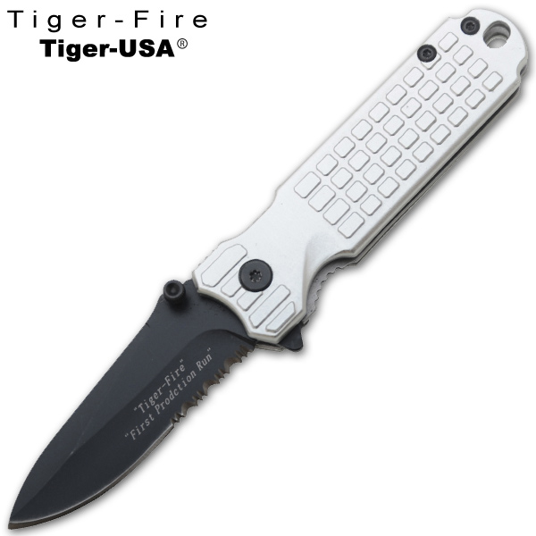 Tiger-Fire Spring Assisted Folding Knife, Silver