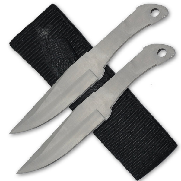 Tiger Thrower- Throwing Knives- Silver- Set of 2- 6 Inch- Comes with Sheath