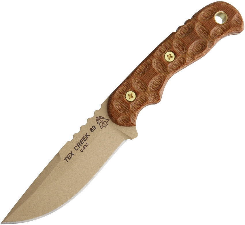 TOPS TEX69 Tex Creek 69 Tan Blade Handle Knife
