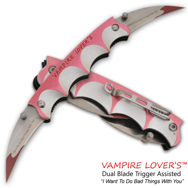Vampire Lover's Spring Assisted Dual Knife, Pink