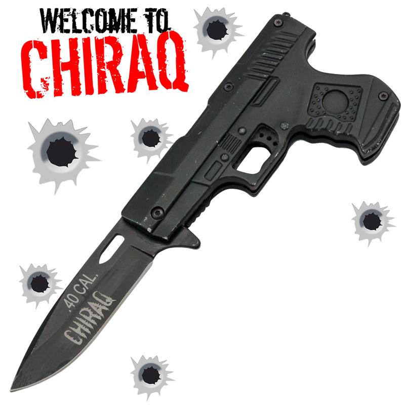 Welcome to Chiraq Spring Assisted Gun Pistol Knife