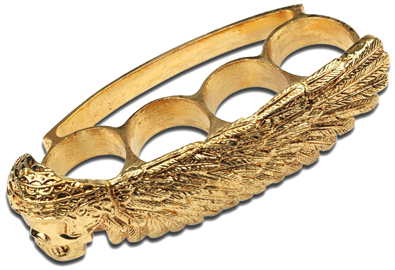 Winged Skull Brass Knuckle, Gold