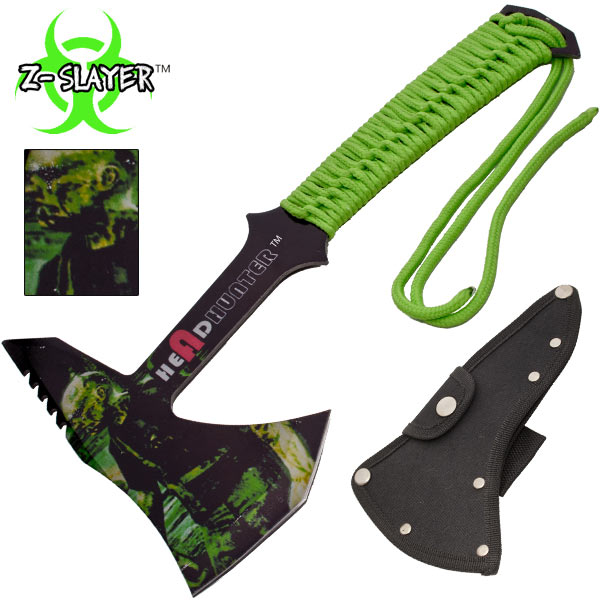 Z-Slayer Headhunter Tomahawk Throwing Axe With Green Paracord CLD207