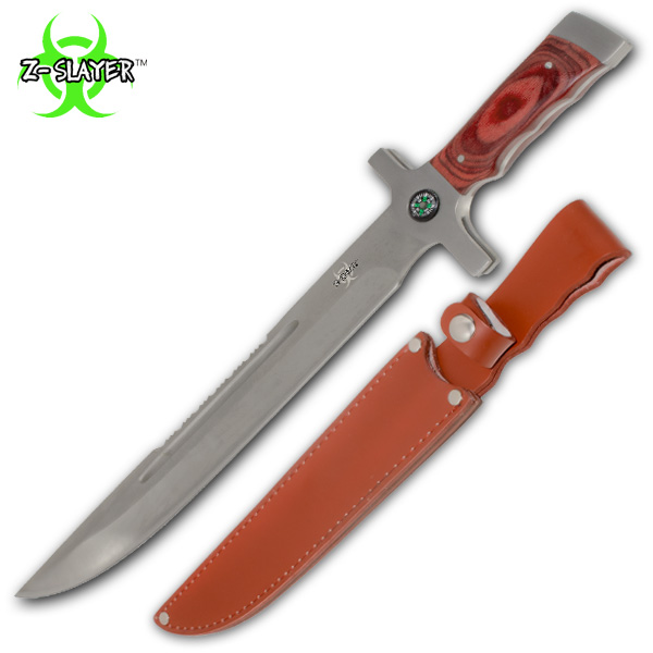 Z-Slayer Survival Knife W Real Leather Sheath & Compass YF-8368